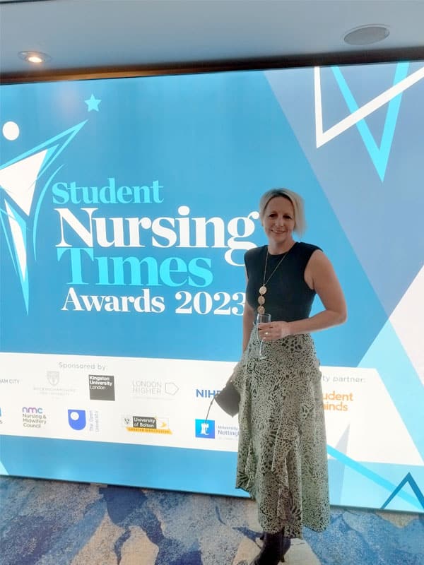 Hannah at the student nursing times awards 2023